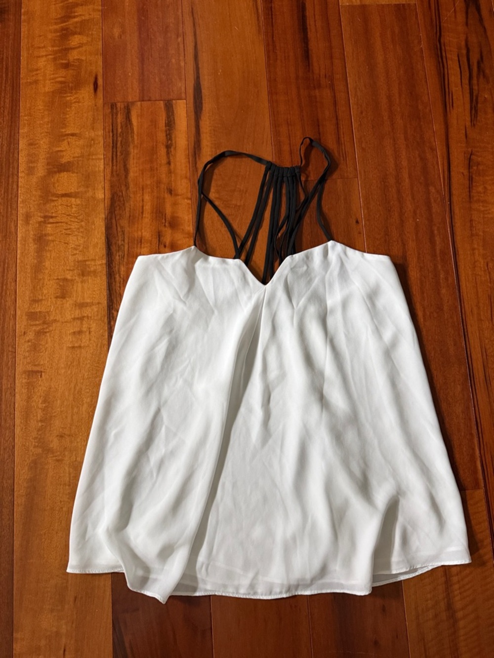 Express White Cami with Black Strappy Back